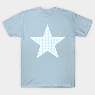 Soft Blue Gingham Star T-Shirt